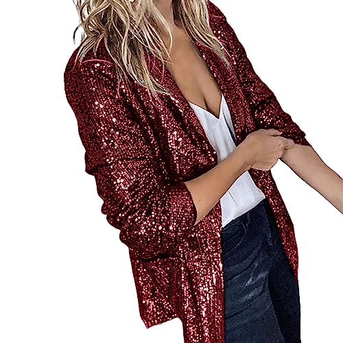 Damen Blazer Damen Pailletten Cardigan Jacke Langarm Glitzer Bomberjacke Party Club Jacke Pailletten Blazer Damen Elegant Tailliert Anzugjacke Glitzer Tops Kurz Oberteile Blazer Glitzer Outwear von Chanpning