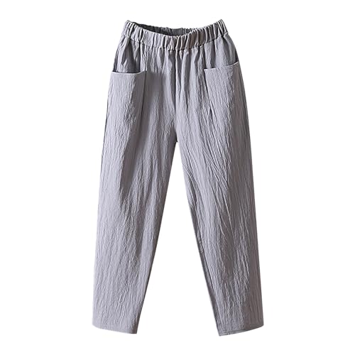 Damen Hose Leinen Breite Beinhosen Leichte Mit Taschen Dünn Yogahose Lange Haremshose Strandhose Sweatpants Für Freizeit Sport Und Fitness Stoffhose In Fließend Weicher Qualität Elegant Lässige Hose von Chanpning