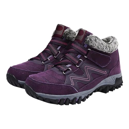 Frauen Winterschuhe Wärme Winterschuhe 2024 Wanderschuhe Elegant Lederschuhe für Sport Hiking Trekking Shoes Mode Fitnessschuhe Gefüttert Zehenschuhe Warme Orthoschuhe von Chanpning