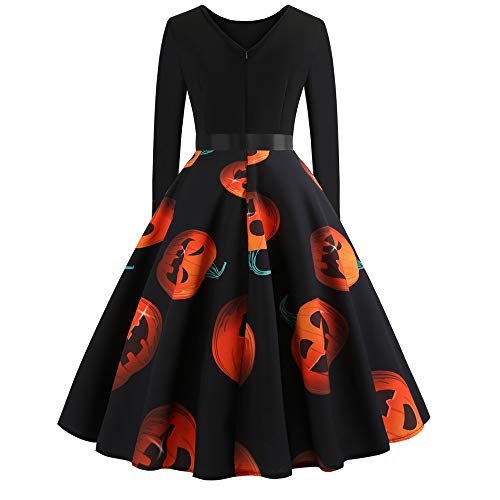 Halloween Kostüm Damen Kleid mit Blutigem Aufdruck Mittelalter Kleider Lässig Party Cocktailkleid Ärmelloser Sexy Kleider Rundhalsausschnitt Halloween-Kostüm Festkleid Damenkleid Partykleider von Chanpning