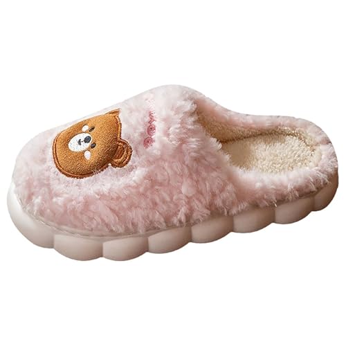 Hausschuhe Damen Winter Gefüttert Schuhe Winterliche Kuschelig Warme Plüschschuhe Filzpantoffeln Filzhausschuhe Frauen Bequeme Slippers Damenschuhe Outdoor Indoor von Chanpning