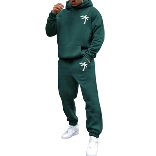 Jogginganzug Herren Set 2-Teilig Trainingsanzug mit Aufdruck Palme Oversized Pullover Y2K Hoodie und Baggy Baumwolle Jogginghose Sportanzug Kapuzenpullover Freizeitanzug Hausanzug Tracksuit Sweatshirt von Chanpning