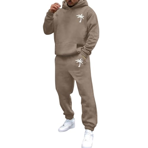 Jogginganzug Herren Set 2-Teilig Trainingsanzug mit Aufdruck Palme Oversized Pullover Y2K Hoodie und Baggy Baumwolle Jogginghose Sportanzug Kapuzenpullover Freizeitanzug Hausanzug Tracksuit Sweatshirt von Chanpning