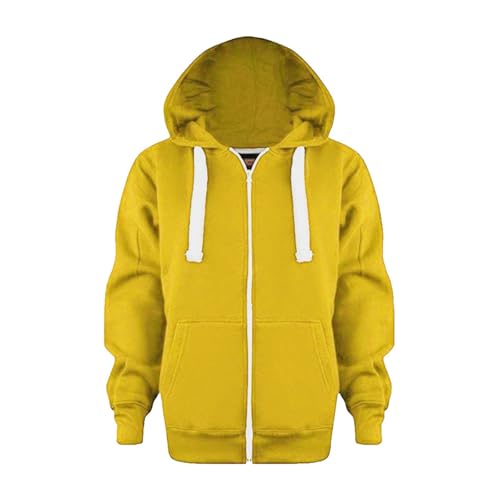 Kinder Jungen Hoodie Jacke mit Reißverschluss Einfarbig Sportlich Kapuzenpullover Langarm Locker Sweatjacke mit Kordelzug&Taschen Mädchen Rippensaum Kapuzenjacke Sweatshirt 3-12 Jahre Autumn Winter von Chanpning