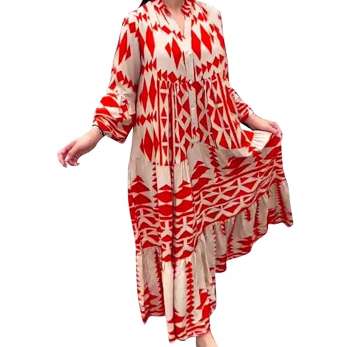 Knielanges Sommerkleid Damen a Linie Lang Maxikleider Lange Sommerkleider Damen Dresses for Women Lang Strandkleid Lang Kleider Blusenkleid Damen Sommerkleid Damen Knielang von Chanpning