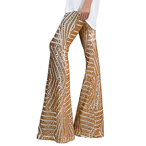 Pailettenhose Damen Glitzer 70er Pants Karneval Freizeithose Frauen Party Festival Club Jogginghose Festlich Rave Party Kostüm Baggy Pailettenhose Glitzer Leggings Damen Silber Studio 54 Outfit Damen von Chanpning