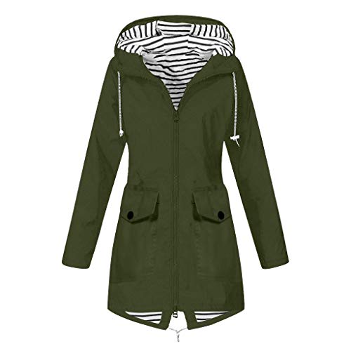 Regenjacke Damen Wasserdicht Winddichter Atmungsaktiv Regenmantel Regenparka mit Kapuze Leichte Dünne Windbreaker Übergangsjacke Große Größen Fahrrad Windjacke Trenchcoat Wandern Sommerjacke S-5XL von Chanpning
