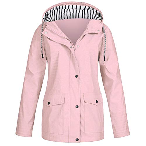 Regenjacke Damen Wasserdicht Winddichter Atmungsaktiv Regenmantel Regenparka mit Kapuze Leichte Dünne Windbreaker Übergangsjacke Große Größen Fahrrad Windjacke Trenchcoat Wandern Sommerjacke S-5XL von Chanpning