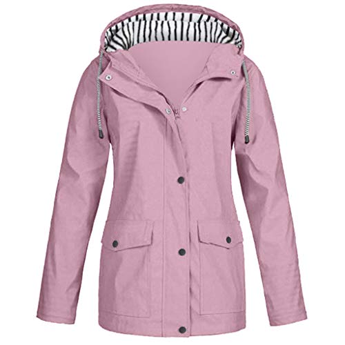 Regenjacke Damen Wasserdicht Winddichter Atmungsaktiv Regenmantel Regenparka mit Kapuze Leichte Dünne Windbreaker Übergangsjacke Große Größen Fahrrad Windjacke Trenchcoat Wandern Sommerjacke S-5XL von Chanpning