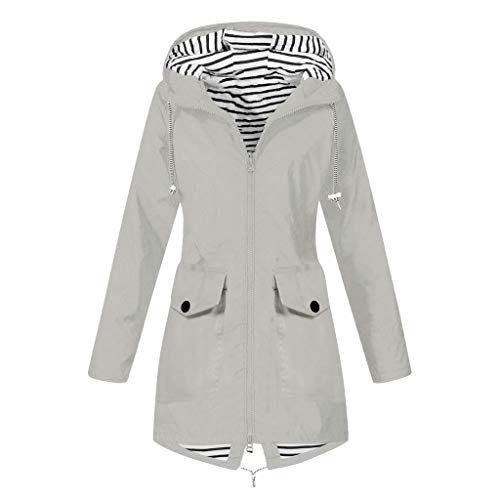 Regenjacke Damen Wasserdicht Winddichter Atmungsaktiv Regenmantel Regenparka mit Kapuze Leichte Dünne Windbreaker Übergangsjacke Große Größen Fahrrad Windjacke Trenchcoat Wandern Sommerjacke S-5XL von Chanpning