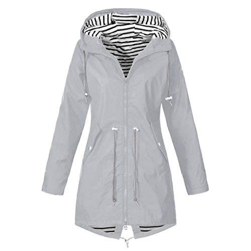Regenjacke Damen Wasserdicht Winddichter Atmungsaktiv Regenmantel Regenparka mit Kapuze Leichte Dünne Windbreaker Übergangsjacke Große Größen Fahrrad Windjacke Trenchcoat Wandern Sommerjacke S-5XL von Chanpning