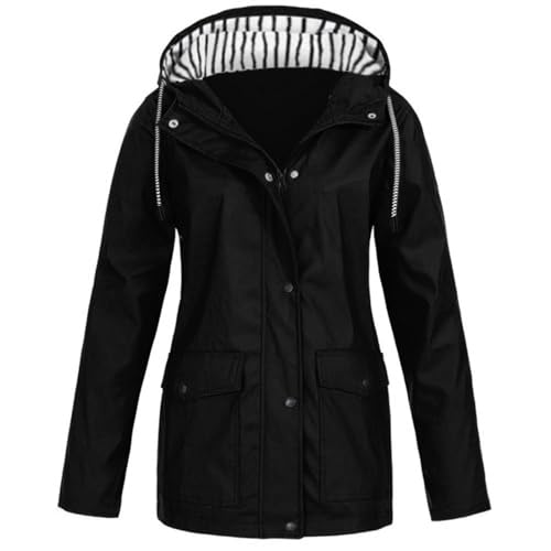 Regenjacke Damen Wasserdicht Winddichter Atmungsaktiv Regenmantel Regenparka mit Kapuze Leichte Dünne Windbreaker Übergangsjacke Große Größen Fahrrad Windjacke Trenchcoat Wandern Sommerjacke S-5XL von Chanpning