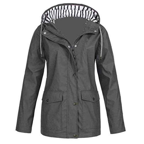 Regenjacke Damen Wasserdicht Winddichter Atmungsaktiv Regenmantel Regenparka mit Kapuze Leichte Dünne Windbreaker Übergangsjacke Große Größen Fahrrad Windjacke Trenchcoat Wandern Sommerjacke S-5XL von Chanpning