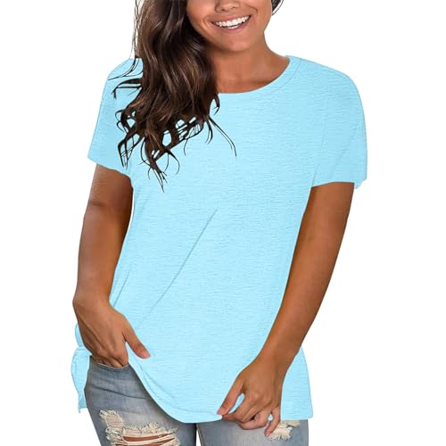 Shirt Damen Elegant Basic Tops Shirt Hemdblusen Rüschentops Top Oberteil Tunika Blusen Rundhalsshirts Tops Tunika Streetwear Kurzarm V Ausschnitt Tees Trachtenblusen One Shoulder-Tops von Chanpning