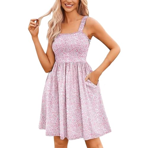 Sommerkleid Mädchen Strandkleid Party Kleid Strandkleider Große Größen Lockeres Freizeitkleid Lässiges Damen Elegant Sommerkleid Bohemian Ärmellos Blumendruck Lange Kleider Damen Sommerkleid Lang von Chanpning