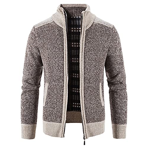 Strickjacke Herren Lang, mit Kapuze Cardigan Reißverschluss Trachtenjacke Gestrickt Wintermantel Freizeit Sweatjacke Langarm Winterjacke Mode Schlichter Pullover Warm Fleecejacke Outdoor Jacke von Chanpning