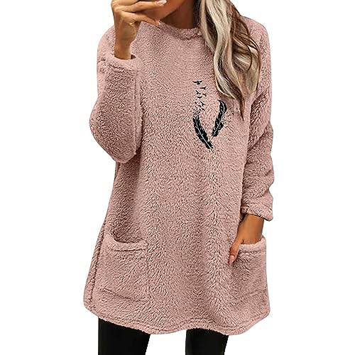 Sweatshirt Damen Lang Langer Pullis Feinstrick Jumper Rundhals Rollkragenpullover Modische Streifenpullover Große Größe Sweaters Elegant Strickkleider Lässig Bekleidung Langarm Sweatshirt-Kleid von Chanpning