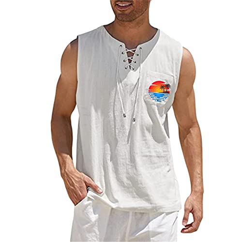 Tank Top Herren Locker Freizeit Modische Laufshirt Classic Axelshirt Muscle Kleidung Passform Funktionsshirt Sleeveless Sportshirt Festival T-Shirts Hawaii Axelshirt Stretch Sportunterhemden von Chanpning
