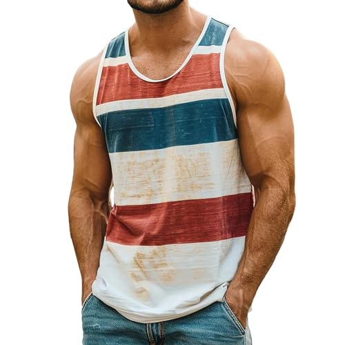 Trägershirt Herren Locker Print Bequeme Muskelshirtst Strand Achselshirt Bodybuilding Unterhemd Hawaii Shirt Festival Funktionsshirt Ärmelloses Kleidung Modische Sportunterhemden Muscle Tshirt XL von Chanpning