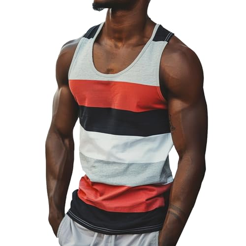 Trägershirt Herren Locker Print Bequeme Muskelshirtst Strand Achselshirt Bodybuilding Unterhemd Hawaii Shirt Festival Funktionsshirt Ärmelloses Kleidung Modische Sportunterhemden Muscle Tshirt von Chanpning