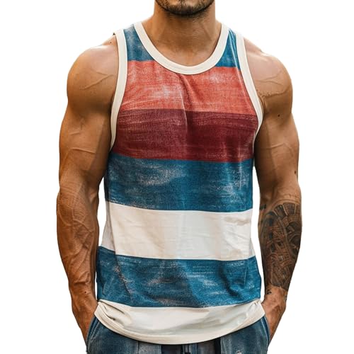Trägershirt Herren Locker Print Bequeme Muskelshirtst Strand Achselshirt Bodybuilding Unterhemd Hawaii Shirt Festival Funktionsshirt Ärmelloses Kleidung Modische Sportunterhemden Muscle Tshirt von Chanpning