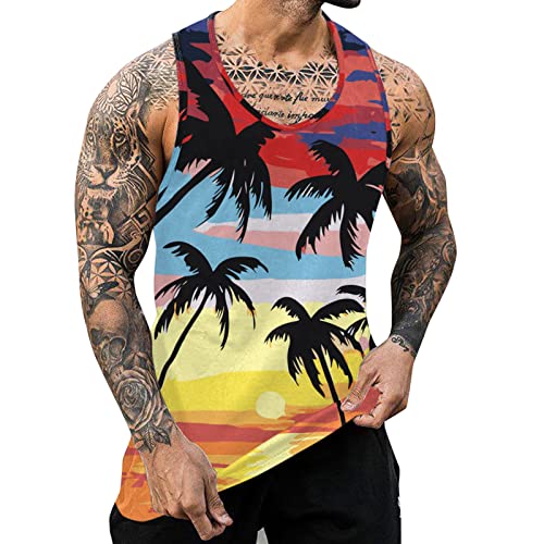 Trägershirt Herren Locker Print Bequeme Muskelshirtst Strand Achselshirt Bodybuilding Unterhemd Hawaii Shirt Festival Funktionsshirt Ärmelloses Kleidung Modische Sportunterhemden Muscle Tshirt von Chanpning