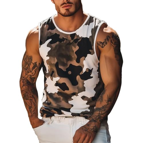 Trägershirt Herren Locker Print Bequeme Muskelshirtst Strand Achselshirt Bodybuilding Unterhemd Hawaii Shirt Festival Funktionsshirt Ärmelloses Kleidung Modische Sportunterhemden Muscle Tshirt von Chanpning