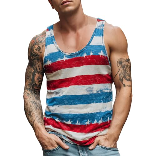 Trägershirt Herren Locker Print Bequeme Muskelshirtst Strand Achselshirt Bodybuilding Unterhemd Hawaii Shirt Festival Funktionsshirt Ärmelloses Kleidung Modische Sportunterhemden Muscle Tshirt von Chanpning