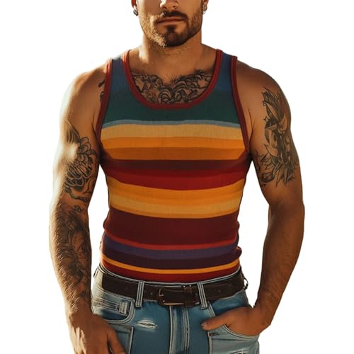 Trägershirt Herren Locker Print Bequeme Muskelshirtst Strand Achselshirt Bodybuilding Unterhemd Hawaii Shirt Festival Funktionsshirt Ärmelloses Kleidung Modische Sportunterhemden Muscle Tshirt von Chanpning