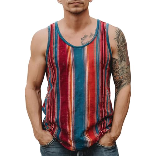 Trägershirt Herren Locker Print Bequeme Muskelshirtst Strand Achselshirt Bodybuilding Unterhemd Hawaii Shirt Festival Funktionsshirt Ärmelloses Kleidung Modische Sportunterhemden Muscle Tshirt von Chanpning