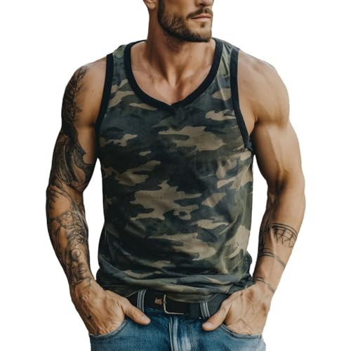 Trägershirt Herren Locker Print Bequeme Muskelshirtst Strand Achselshirt Bodybuilding Unterhemd Hawaii Shirt Festival Funktionsshirt Ärmelloses Kleidung Modische Sportunterhemden Muscle Tshirt von Chanpning