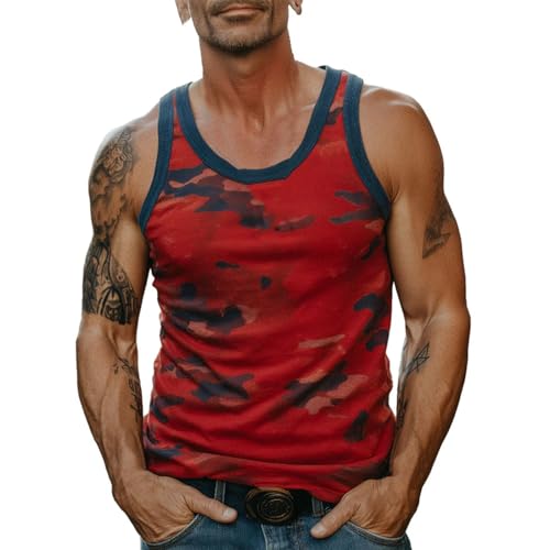 Trägershirt Herren Locker Print Bequeme Muskelshirtst Strand Achselshirt Bodybuilding Unterhemd Hawaii Shirt Festival Funktionsshirt Ärmelloses Kleidung Modische Sportunterhemden Muscle Tshirt von Chanpning