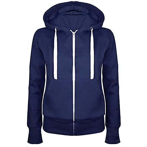 Zip Hoodie Damen Sweatjacke mit Kapuze Lässig Einfarbige Kapuzenjacke Slim Fit Sportjacke Leichte Langarm Kapuzenpullover Autumn Winter Jacke Mantel Übergangs Outdoorjacke Kordelzug 2024 Herbstjacke von Chanpning