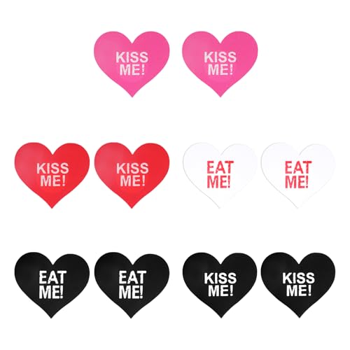 ChanraingYee 5 Paar Nippelpads Set Herz Nipple Cover Up/Selbstklebend Nippleabdeckung/Boob Tape Nippel/Cover Damen Brustwarzenabdeckung/Einweg Nippel Aufkleber für Frauen Damen (Herz) von ChanraingYee