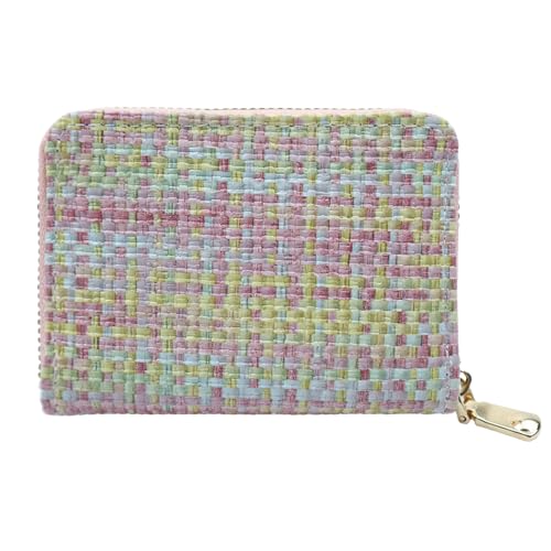 Chanseen Kleines Akkordeon-Kartenetui für Damen, Leder, Reißverschluss, RFID-Kreditkartenetui für Mädchen und Frauen, Pink, 4.7“ x 3.1" x0.8", Minimalistisches Akkordeon-Kreditkartenetui von Chanseen
