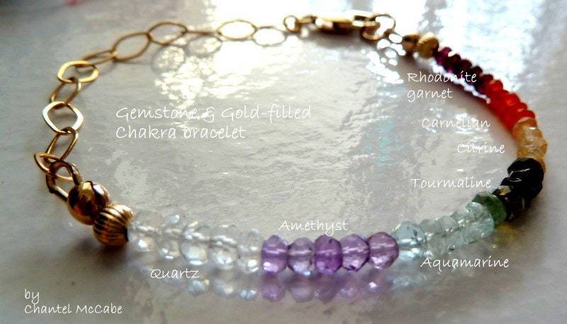 Chakra Armband - Gold-Filled Mit 7 Verschiedenen Edelsteinen, Feste 19cm Länge | 3 Chakra Armband - Gold-Filled Mit 7 Verschiedenen Edelsteinen, Feste 19cm Länge | 3 von ChantelMcCabe