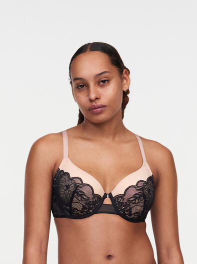 Chantelle Lingerie - MIDNIGHT FLOWERS Bedeckender T-Shirt-BH schwarz - Gr. - 80 F von Chantelle Lingerie