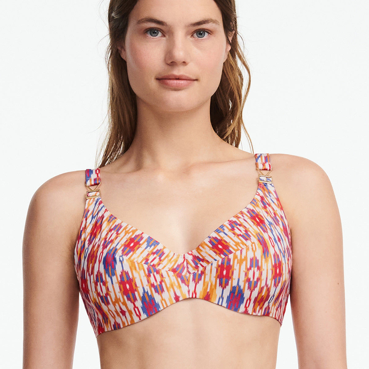 Chantelle Devotion Bikinioberteil Mit Bügel, Farbe: Rot Ikat, Größe: 70F, Damen von Chantelle