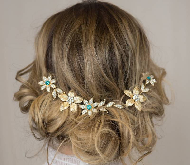 Gold Blumen Hochzeit Haarranke Individuelles Braut Kopfschmuck Gold Blumen Hochzeit Haarranke Individuelles Braut Kopfschmuck von ChantelleReneeBridal