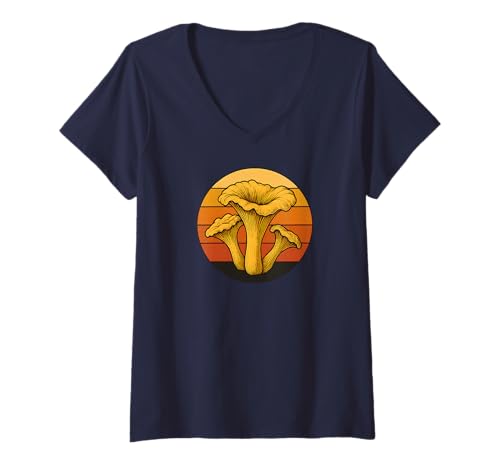Damen Pfifferlinge Pilze, Retro, ohne Text, T-Shirt mit V-Ausschnitt Damen Pfifferlinge Pilze, Retro, ohne Text, T-Shirt mit V-Ausschnitt von Chanterelle Forager themed Items