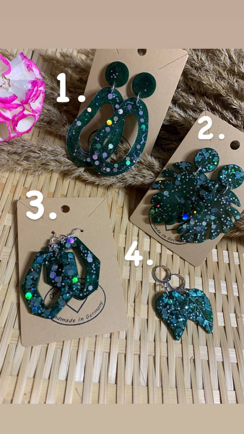 Grüne Resin Ohrringe Mit Glitzer von ChantisJewellery