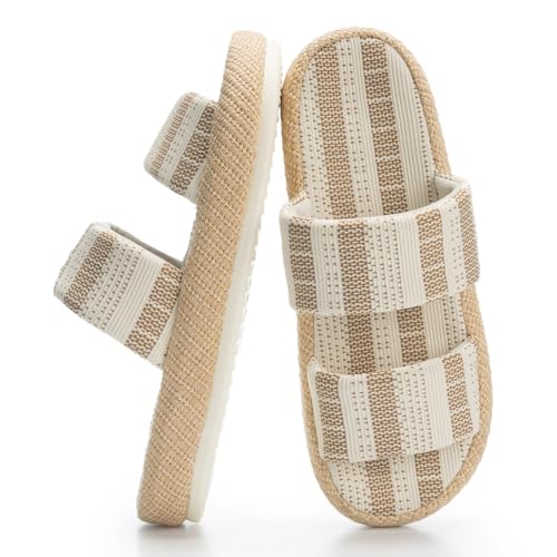 Chantomoo Damen-Hausschuhe, Memory-Schaum, Hausschuhe mit offenem Zehenbereich, Braun B, 7-8 von Chantomoo