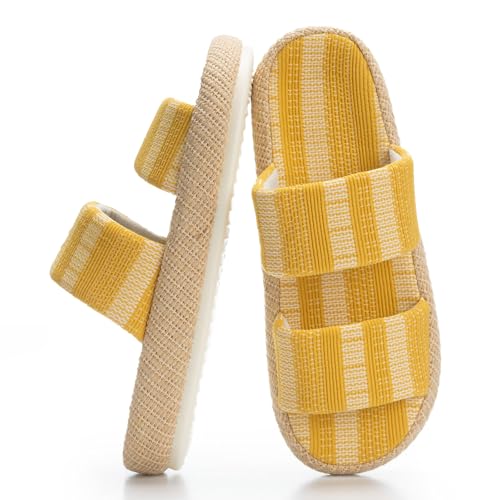 Chantomoo Damen-Hausschuhe, Memory-Schaum, Hausschuhe mit offenem Zehenbereich, Gelb (B), 5-6 von Chantomoo