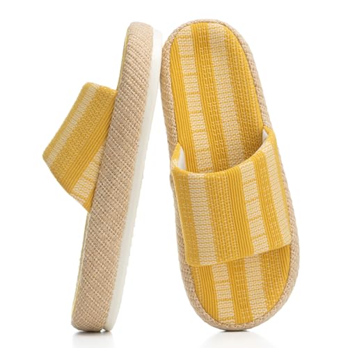 Chantomoo Damen-Hausschuhe, Memory-Schaum, Hausschuhe mit offenem Zehenbereich, Gelb a, 5-6 von Chantomoo