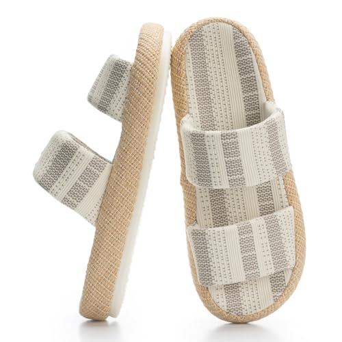 Chantomoo Damen-Hausschuhe, Memory-Schaum, Hausschuhe mit offenem Zehenbereich, Grau B, 9-10 von Chantomoo