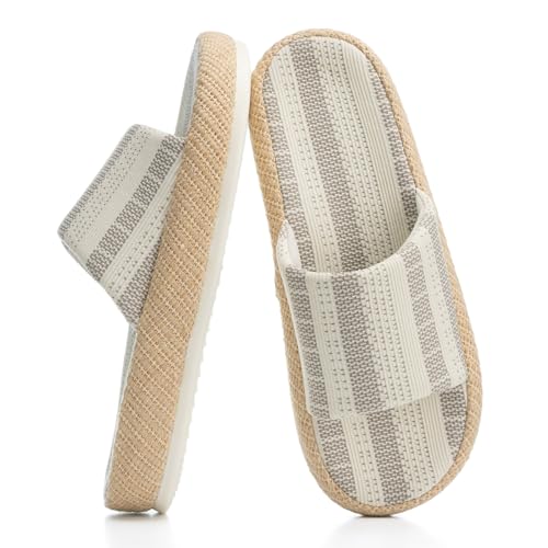 Chantomoo Damen-Hausschuhe, Memory-Schaum, Hausschuhe mit offenem Zehenbereich, Grau a, 9-10 von Chantomoo