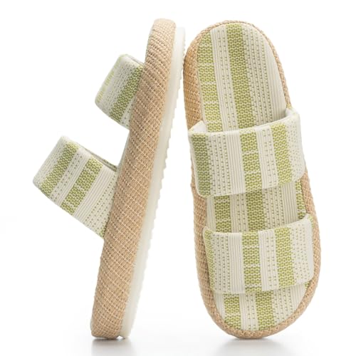 Chantomoo Damen-Hausschuhe, Memory-Schaum, Hausschuhe mit offenem Zehenbereich, Grün B, 5-6 von Chantomoo