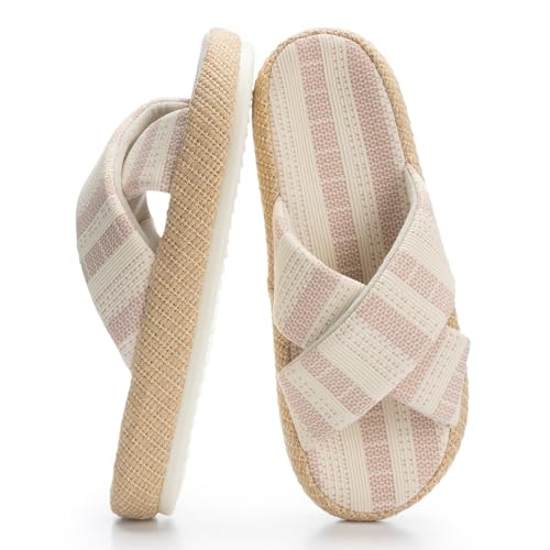 Chantomoo Damen-Hausschuhe, Memory-Schaum, Hausschuhe mit offenem Zehenbereich, Pink C, 9-10 von Chantomoo