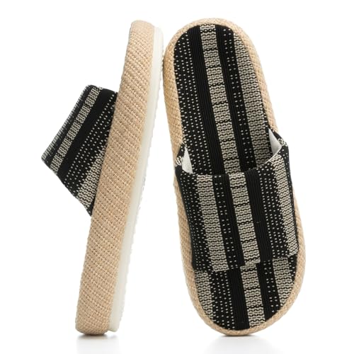 Chantomoo Damen-Hausschuhe, Memory-Schaum, Hausschuhe mit offenem Zehenbereich, Schwarz A, 5-6 von Chantomoo