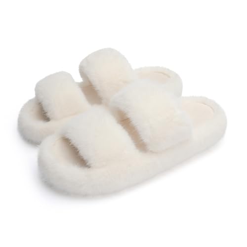 Chantomoo Damen-Hausschuhe Memory-Schaum Hausschuhe für Damen flauschig bequem Kunstfell Hausschuhe pelzig Schlafzimmer Innenbereich offene Zehen zwei Bänder trendiges Geschenk Beige,36 37 EU Chantomoo Damen-Hausschuhe Memory-Schaum Hausschuhe für Damen flauschig bequem Kunstfell Hausschuhe pelzig Schlafzimmer Innenbereich offene Zehen zwei Bänder trendiges Geschenk Beige,36 37 EU von Chantomoo